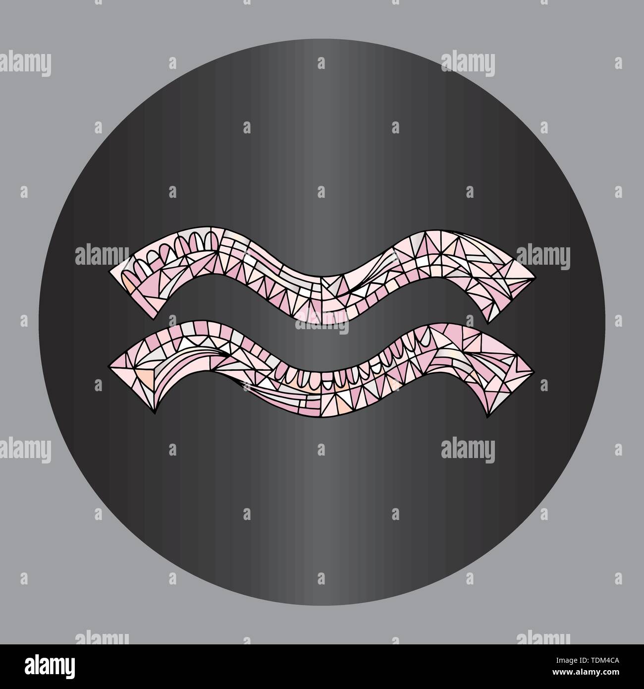 Sternzeichen Wassermann Design. Horoskop Vektorgrafiken. Astrologische Hand gezeichnet Raum Serie. Bunte Magic Symbols in geometrischen, modernen Stil. Stock Vektor