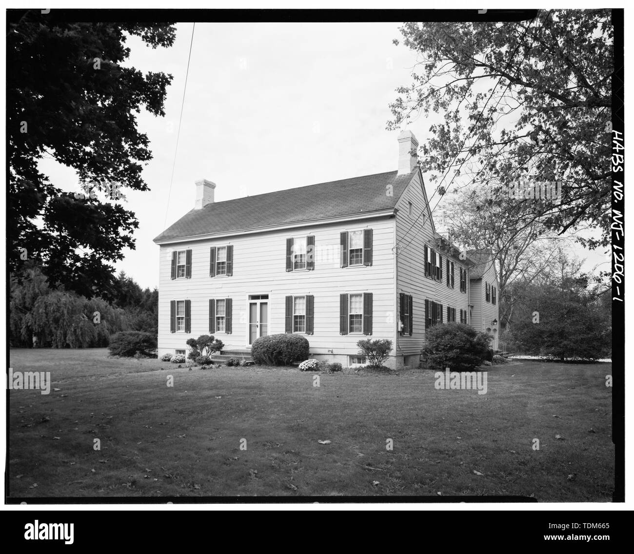 Blick nach Südwesten, Westen FASSADE DES HAUSES UND DER HÖHENLAGE - Christopher Ludlam Haus, delsea Drive, südlich von County Road 657, Süden Dennis, Cape May County, New Jersey Stockfoto