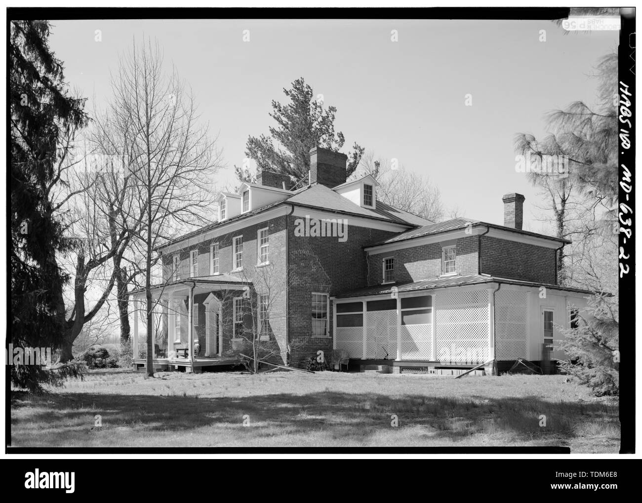 Blick von Osten (vorne) und NORDEN, Südwesten - Mount Lubentia, 601 Largo Straße, Largo, Prince George's County, MD; Magruder, Dennis; Boucher, Jack E; Preis, Virginia B, Sender Stockfoto