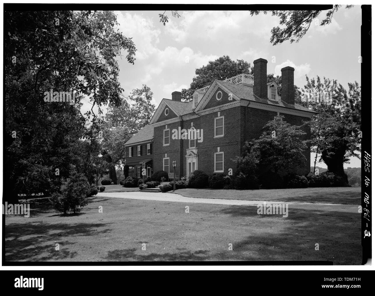 Blick auf Garten ELEVATION, DIE GEBÄUDE AUF DEM GELÄNDE - Mt. Harmon Plantage am Ende der Welt, Earleville, Cecil County, MD; Boucher, Jack E, Fotograf; Jandoli, Liz, Sender Stockfoto