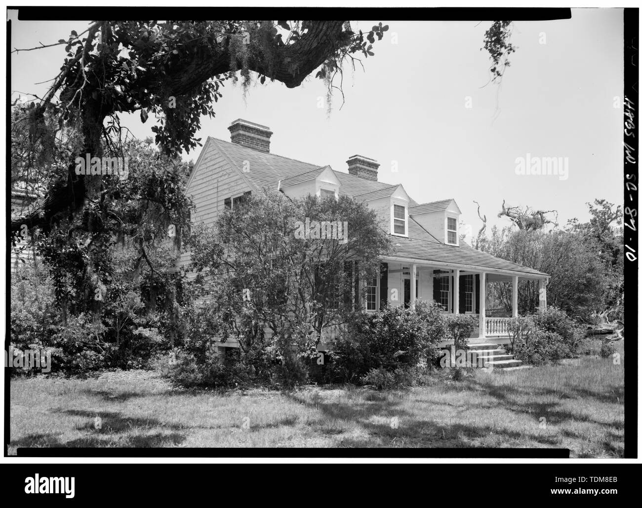 Blick von Süden (vorne), Blickrichtung Nordost - Snee Farm, 1240 Lange Point Road, Mount Pleasant, Charleston County, SC; Gesetz, Nathaniel Stockfoto