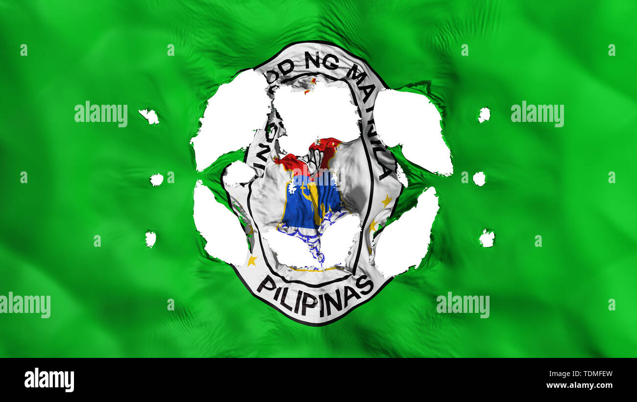 Löcher in Manila Flagge Stockfoto