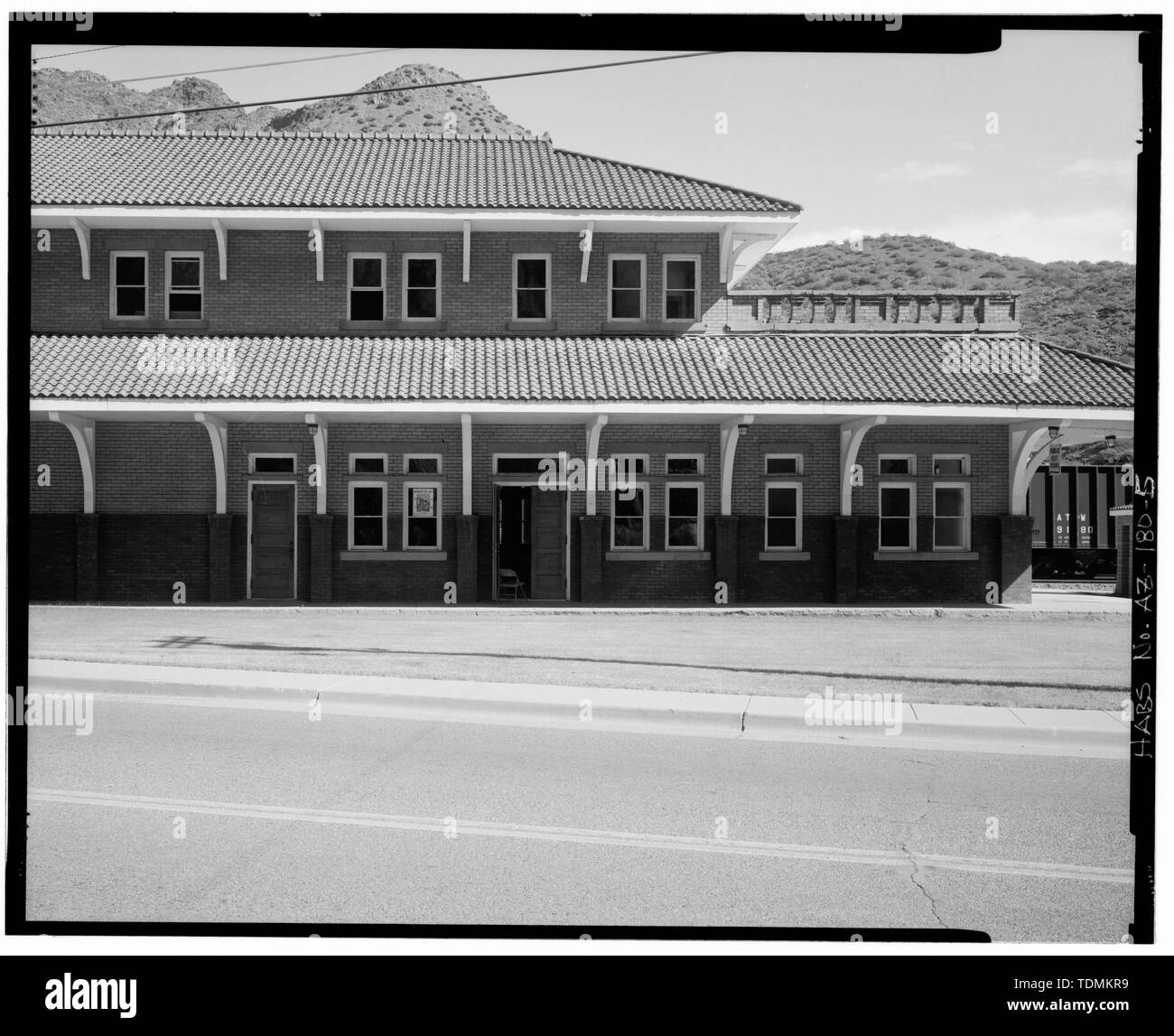 Teilweise mit Blick auf die Südwest Front, an der südöstlichen Ende - Arizona und New Mexico Passagier Station, Coronado Boulevard, Clifton, Greenlee County, AZ Stockfoto