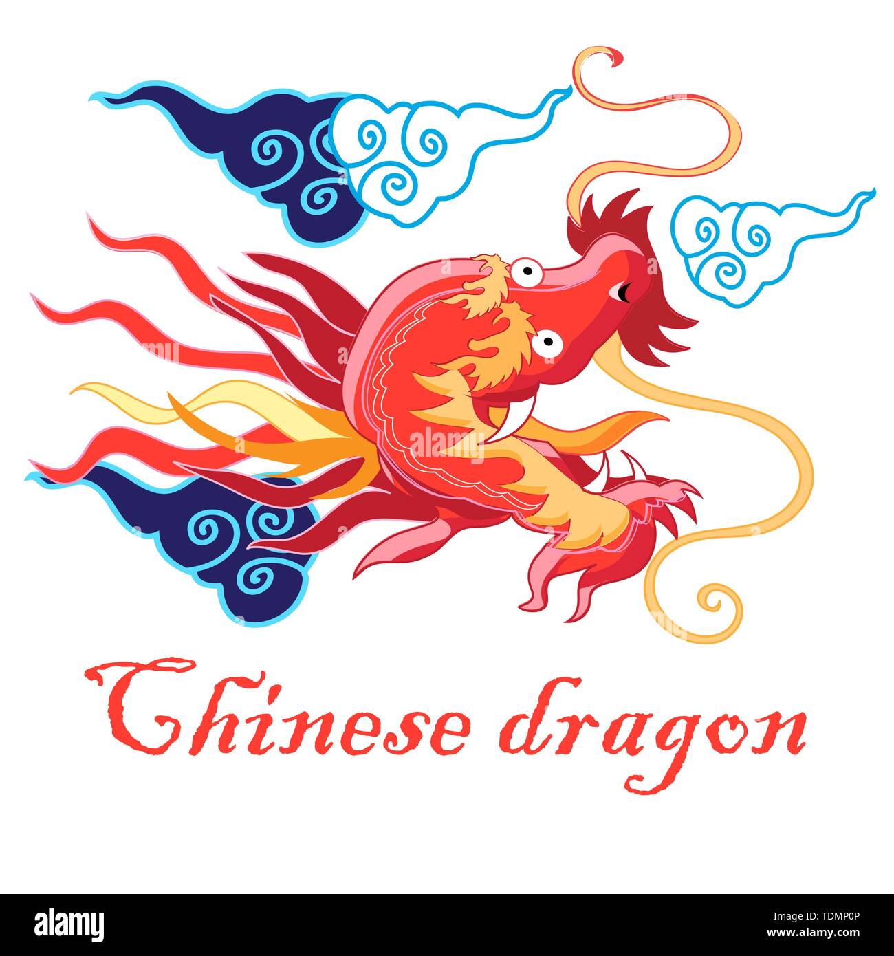 Vector rot Schöne chinesische Drachen Portrait auf weißem Hintergrund Stock Vektor