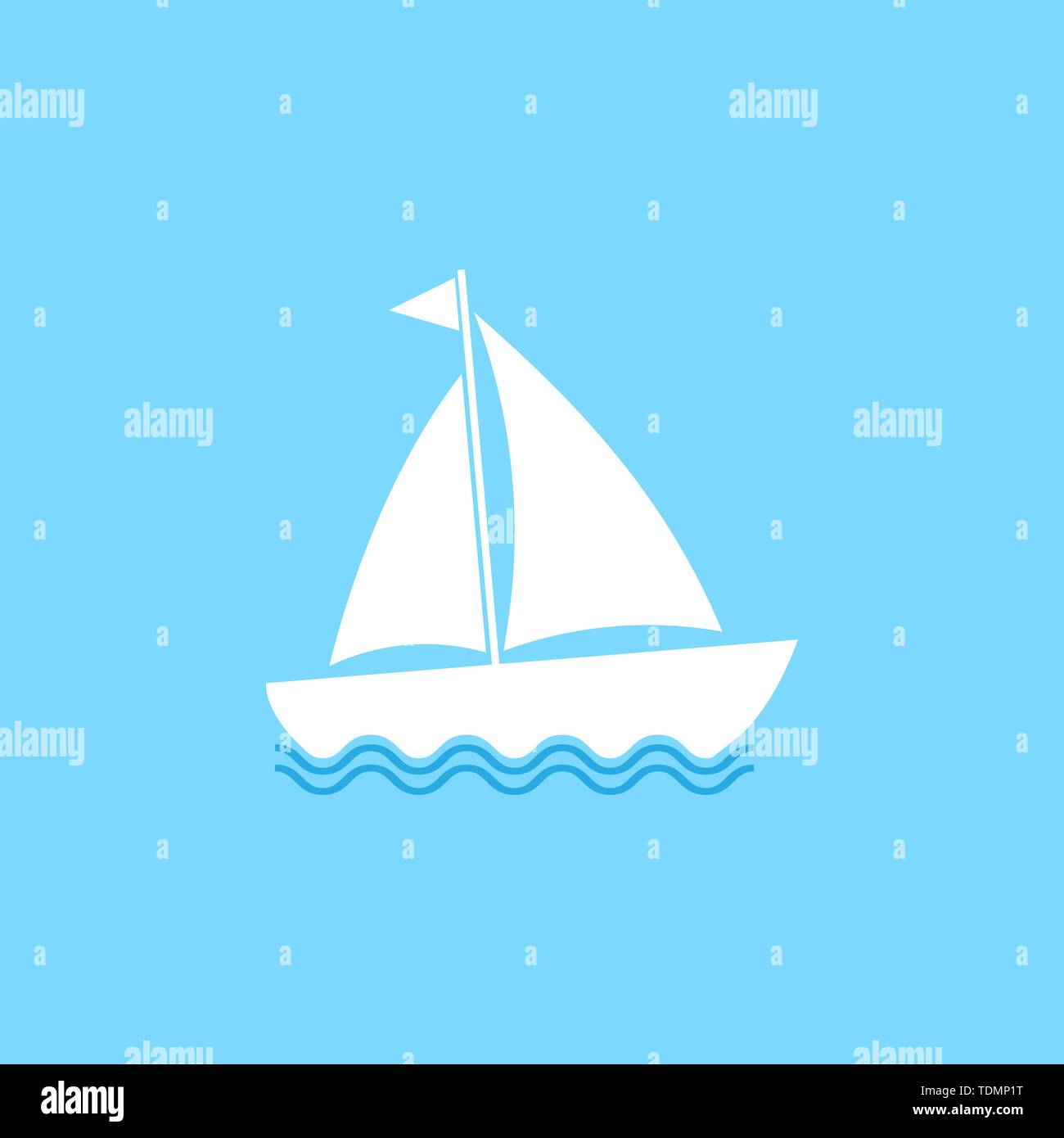 Boot, Segel, Segeln, Schiff, Yacht symbol Vektor-illustration flach Stock Vektor