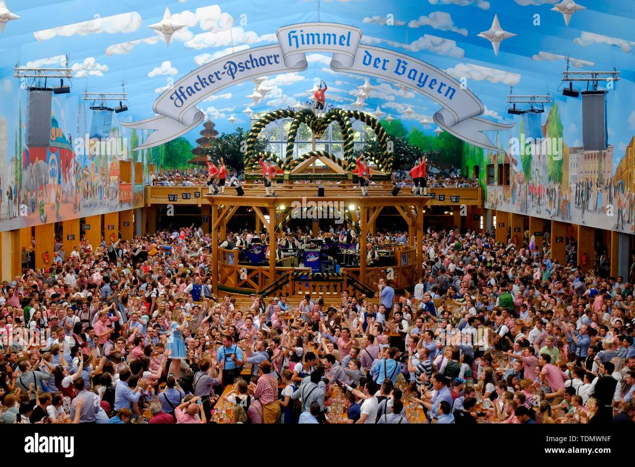 Hacker-Pschorr Bier Zelt, indoor Foto, Oktoberfest, München, Bayern, Deutschland Stockfoto