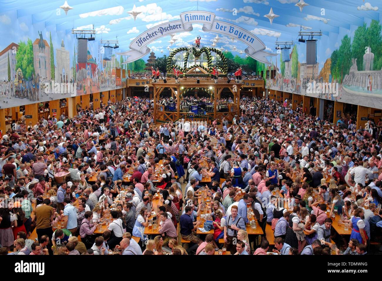 Hacker-Pschorr Bier Zelt, indoor Foto, Oktoberfest, München, Bayern, Deutschland Stockfoto