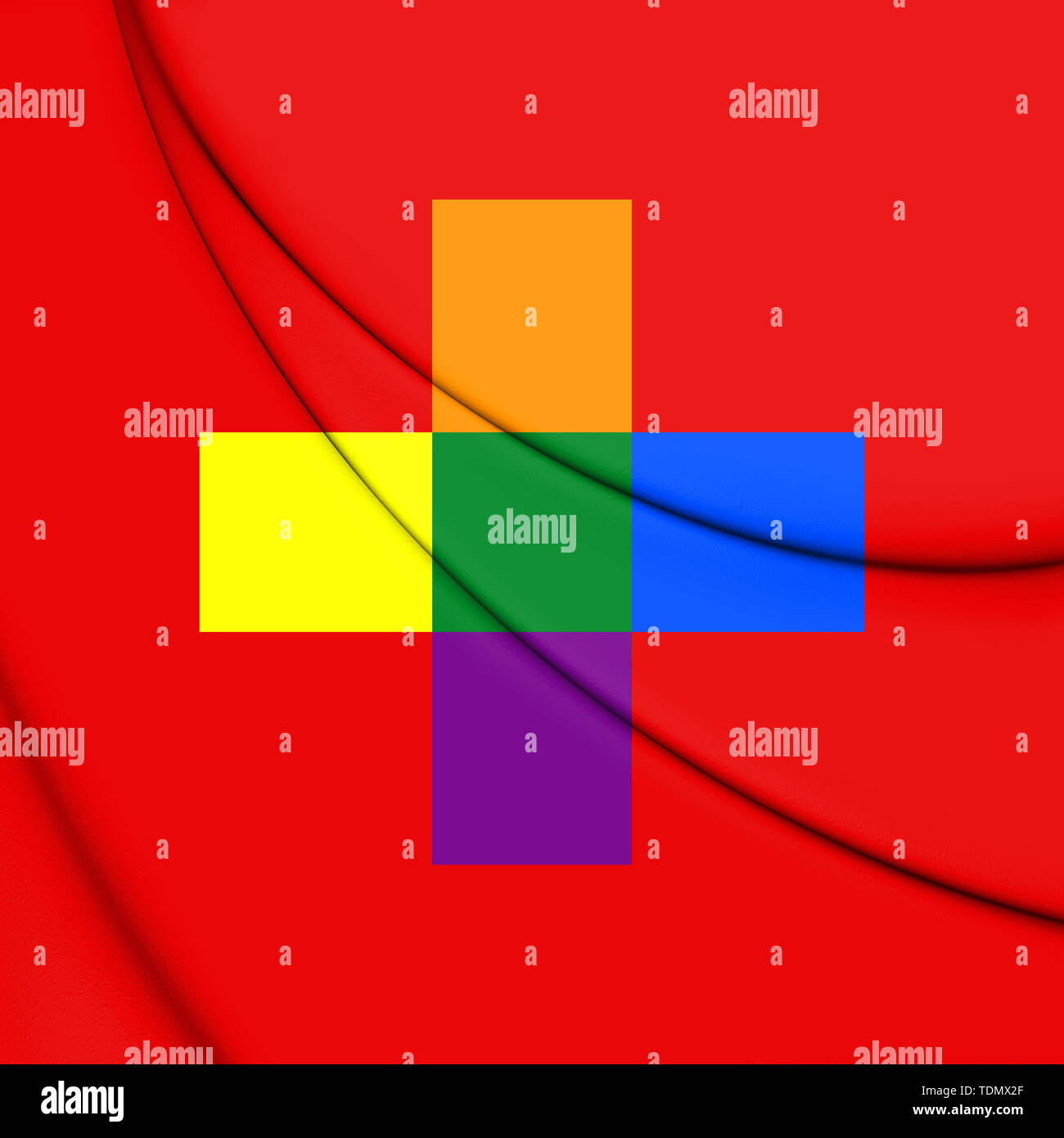 3D-Schweiz gay Flagge. 3D-Darstellung. Stockfoto