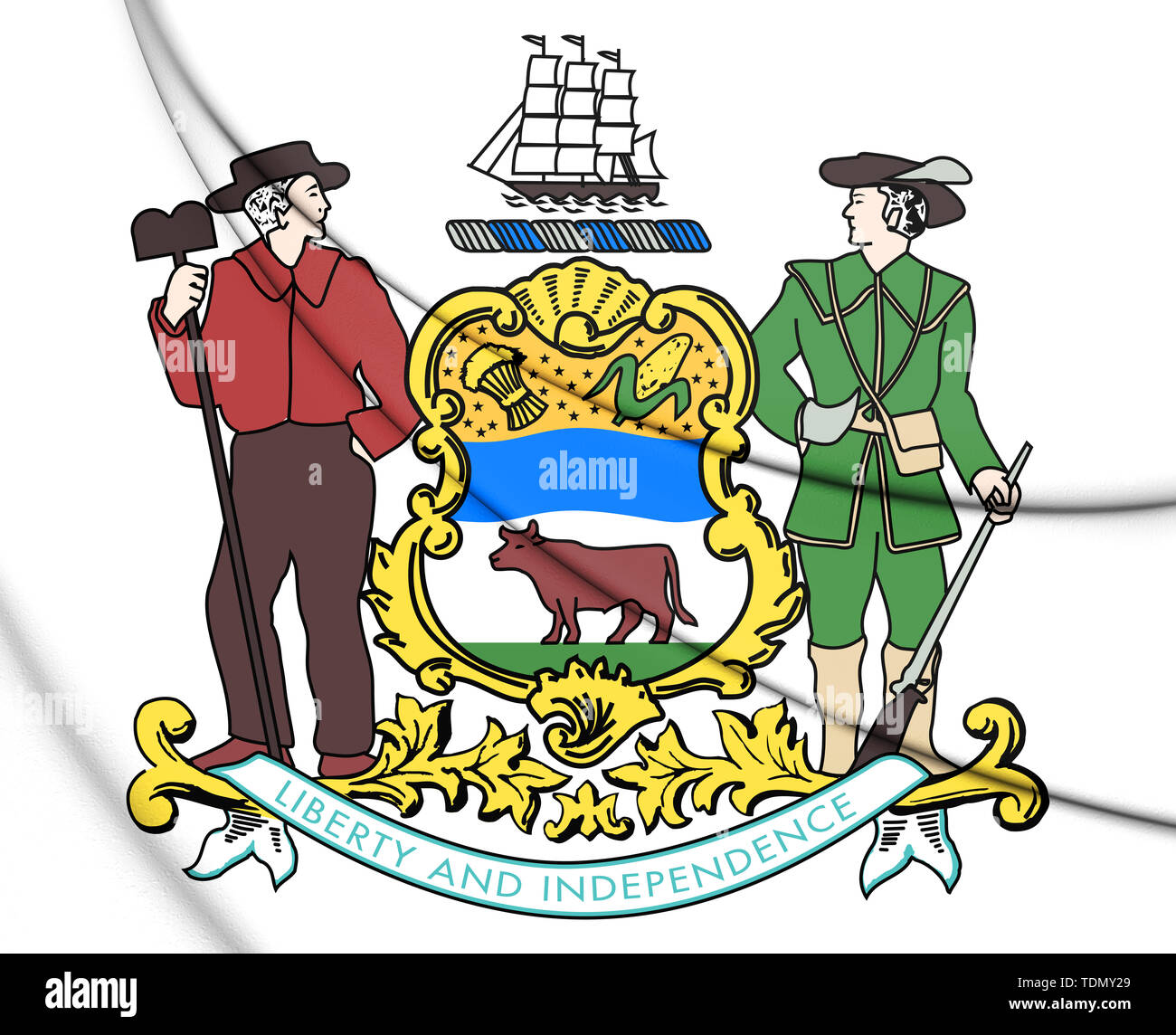 3D-Delaware State Wappen, USA. 3D-Darstellung. Stockfoto