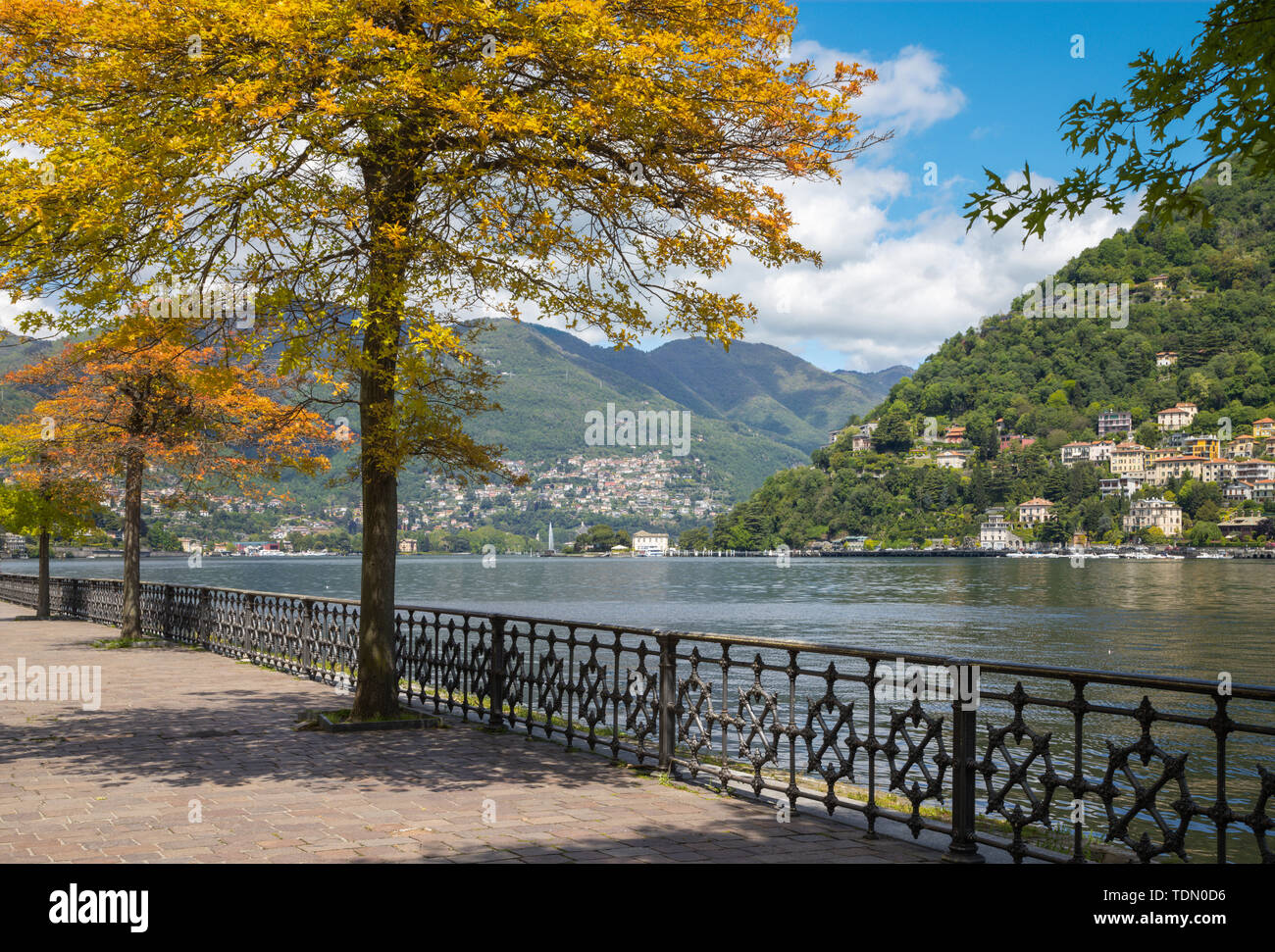 Como - die Promenade und dem Comer See. Stockfoto