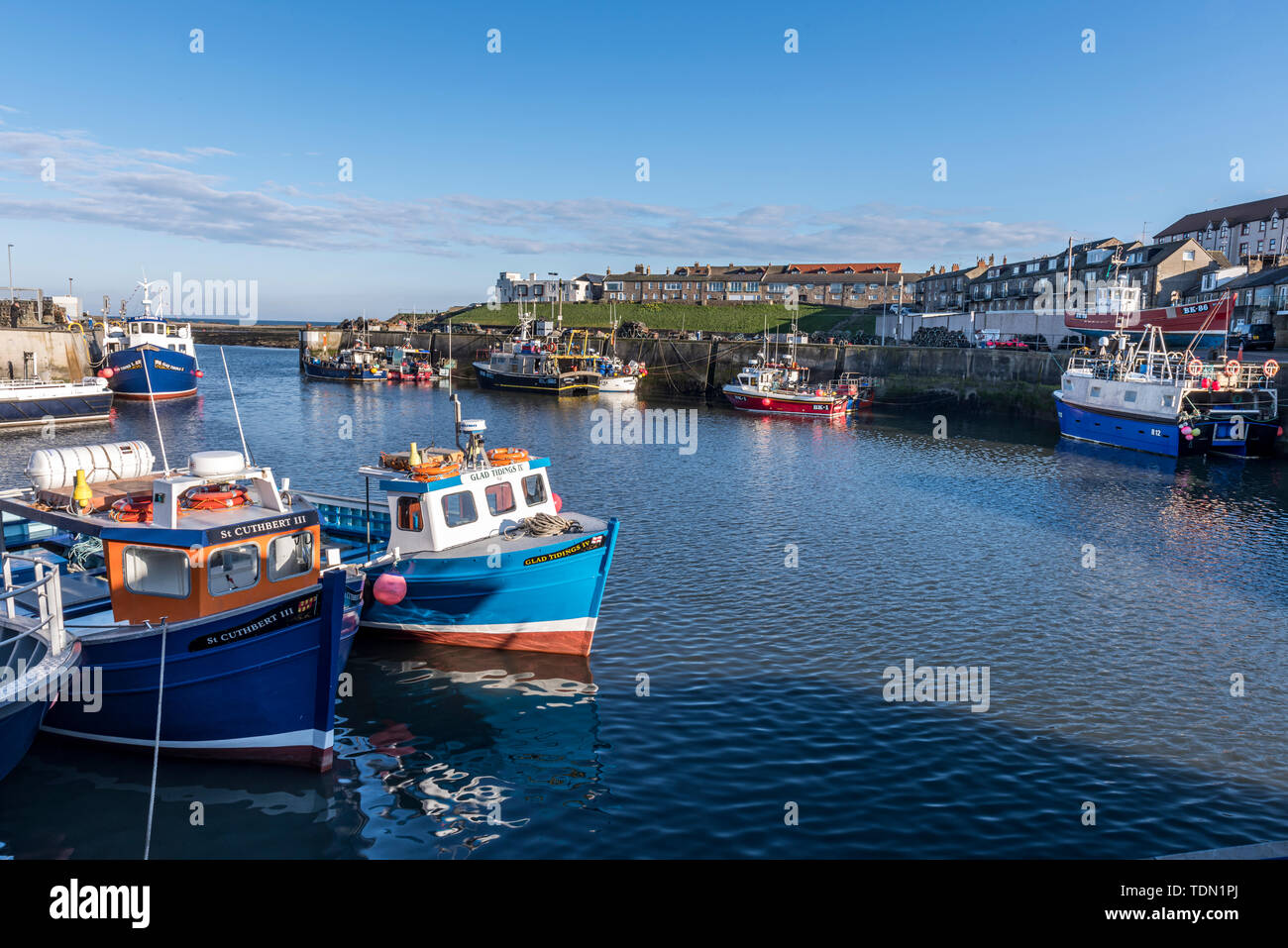 Fischerboote in den Hafen von Nevsehir Northumberland an der nördlichen Ostküste England Großbritannien gebunden Stockfoto