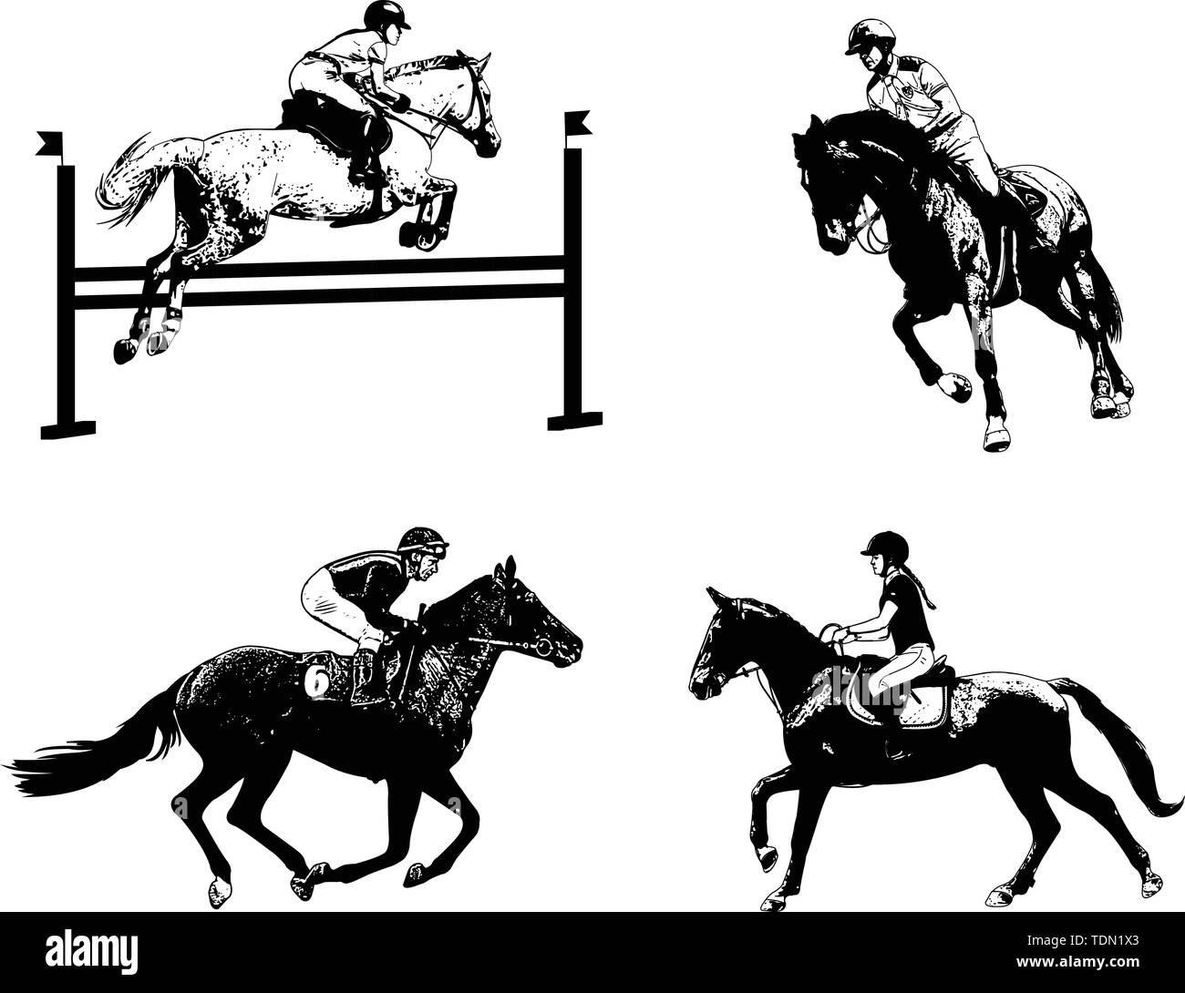 Pferdesport, Skizze Illustration - Vektor Stock Vektor