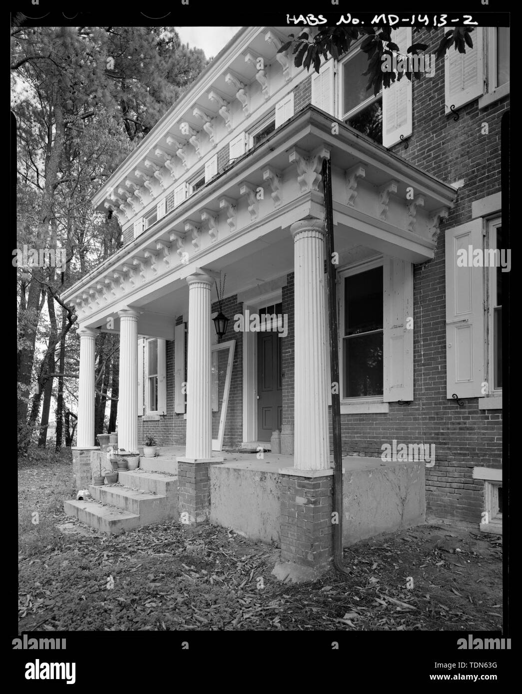 Blick von Terrasse aus Südwesten. - Die Villa, 890 Millington Road, Sudlersville, Queen Anne's County, MD Stockfoto