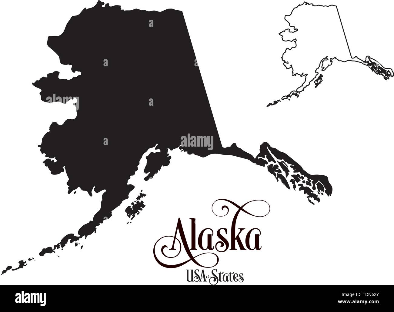 Karte der Vereinigten Staaten von Amerika (USA) Alaska - Abbildung auf weißem Hintergrund. Stock Vektor