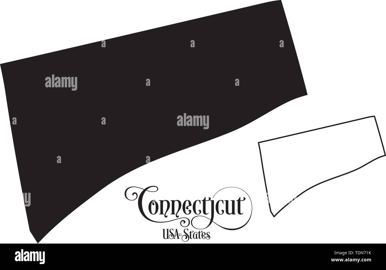 Karte der Vereinigten Staaten von Amerika (USA) Zustand von Connecticut - Abbildung auf weißem Hintergrund. Stock Vektor