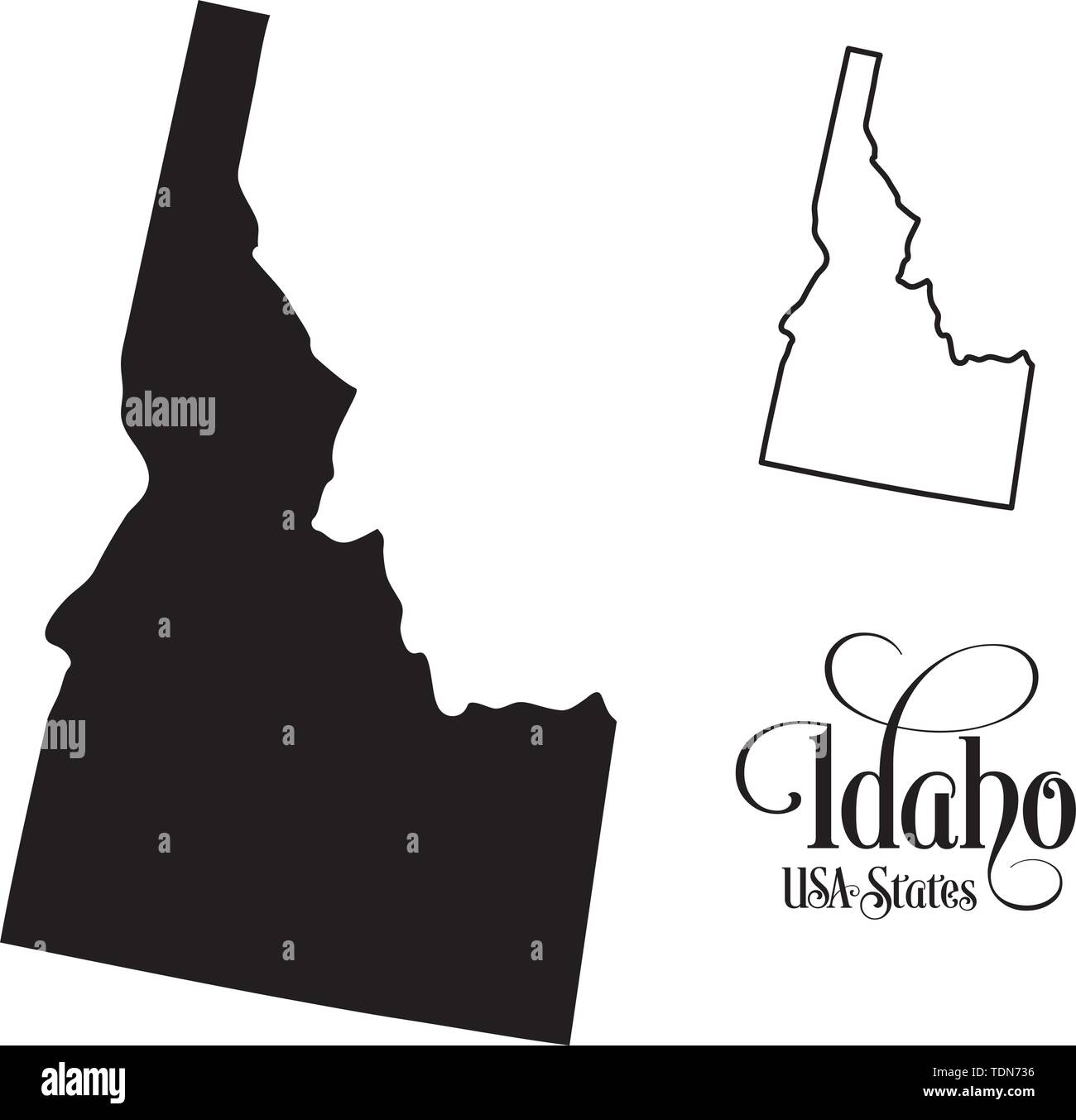 Karte der Vereinigten Staaten von Amerika (USA) Zustand von Idaho - Abbildung auf weißem Hintergrund. Stock Vektor