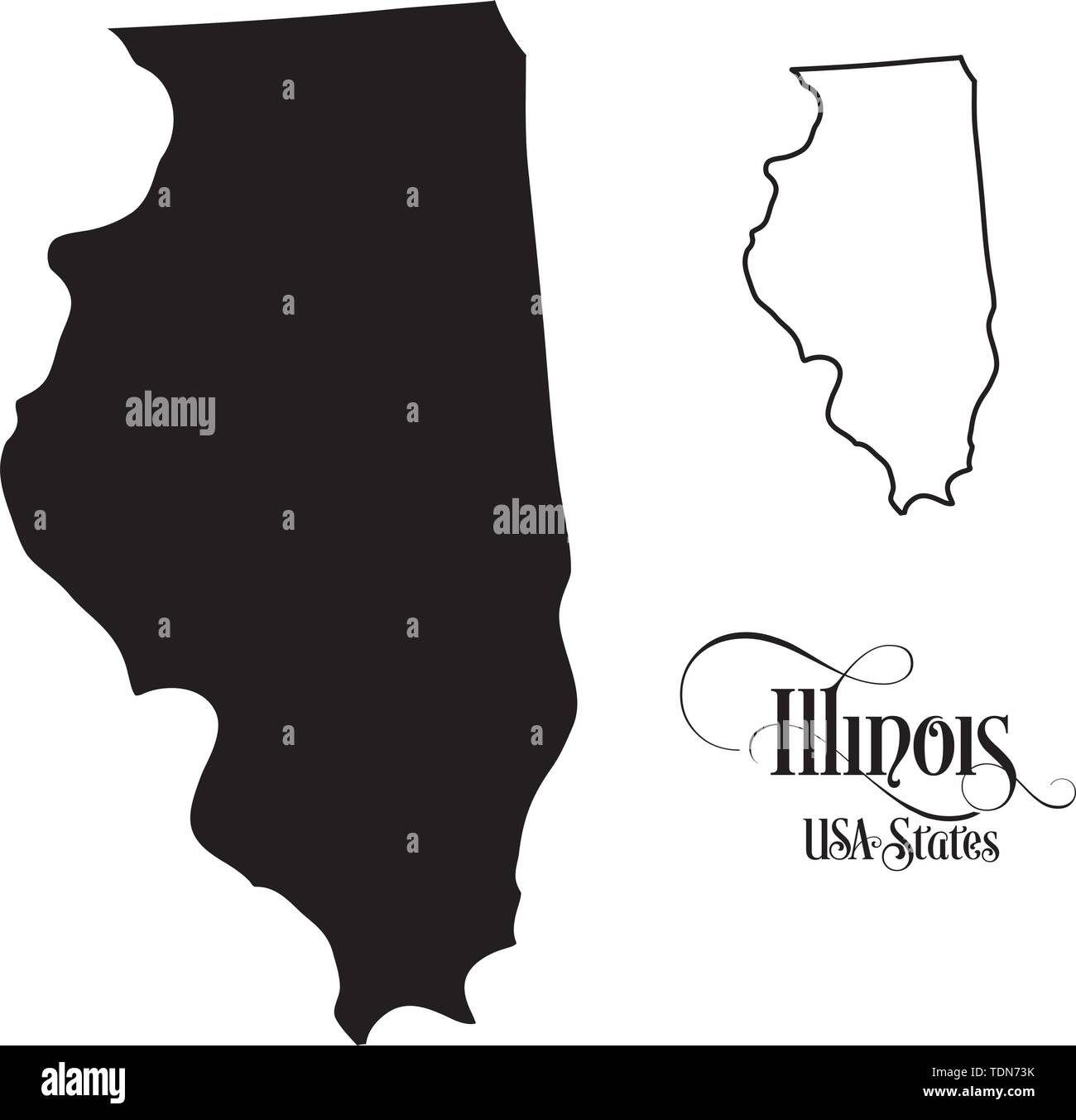 Karte der Vereinigten Staaten von Amerika (USA) Zustand von Illinois - Abbildung auf weißem Hintergrund. Stock Vektor