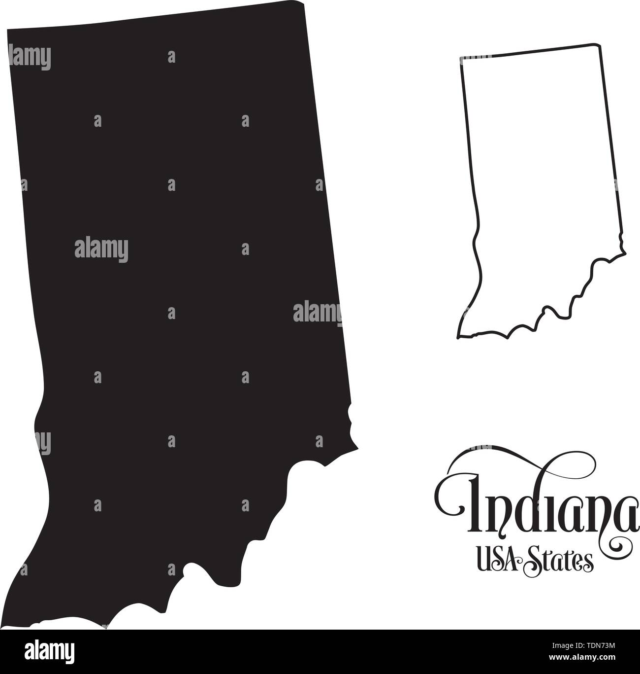 Karte der Vereinigten Staaten von Amerika (USA) Zustand von Indiana - Abbildung auf weißem Hintergrund. Stock Vektor