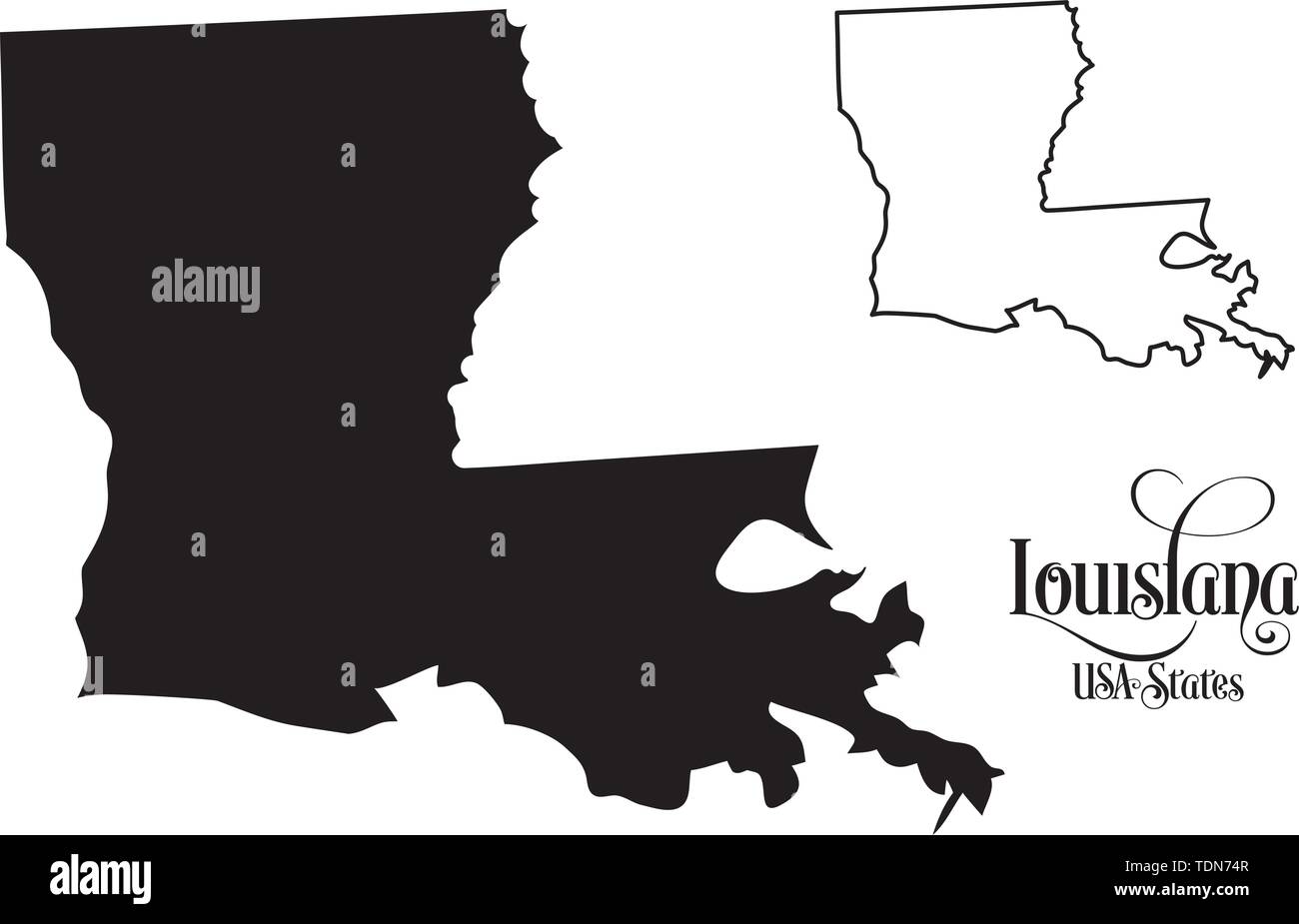 Karte der Vereinigten Staaten von Amerika (USA) Zustand von Louisiana - Abbildung auf weißem Hintergrund. Stock Vektor