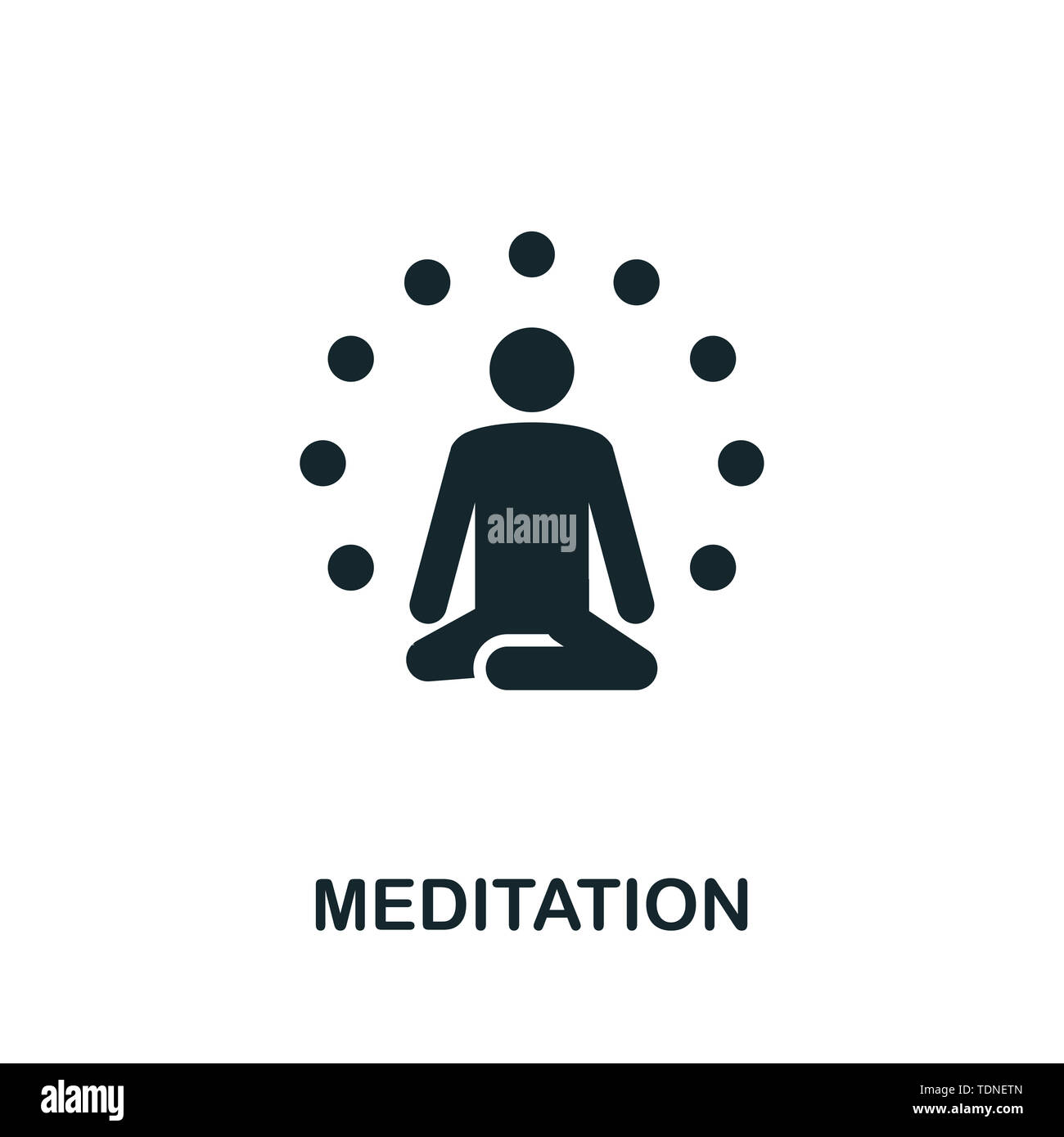 Symbol für Meditation. Kreative Zeichen aus Achtsamkeit Icons Sammlung. Gefülltes flaches Meditations-Symbol für Computer und Handy Stockfoto