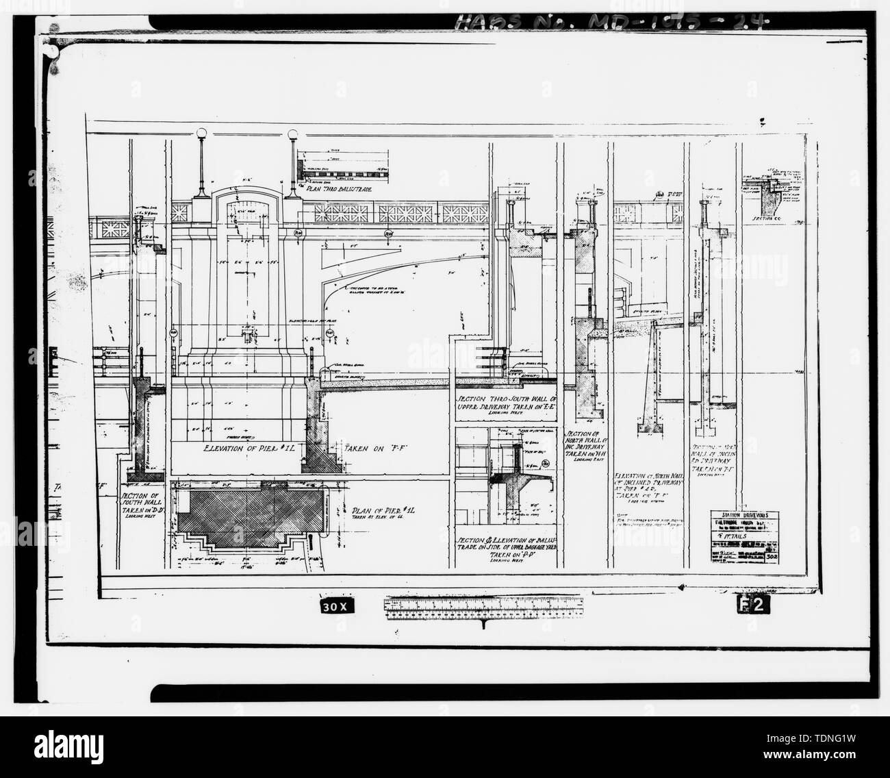 Fotokopie der mikroschrift der Zeichnung (mikrofilm in Sammlung von Amtrak, Philadelphia, Pennsylvania), Kenneth M. Murchison, Architekt, 1910 1-2' DETAILS (-302) - Baltimore Union Station, Auffahrten, nördlich von Jones Falls Expressway, zwischen Charles Street und Saint Paul Street, Baltimore, unabhängige Stadt, MD Stockfoto