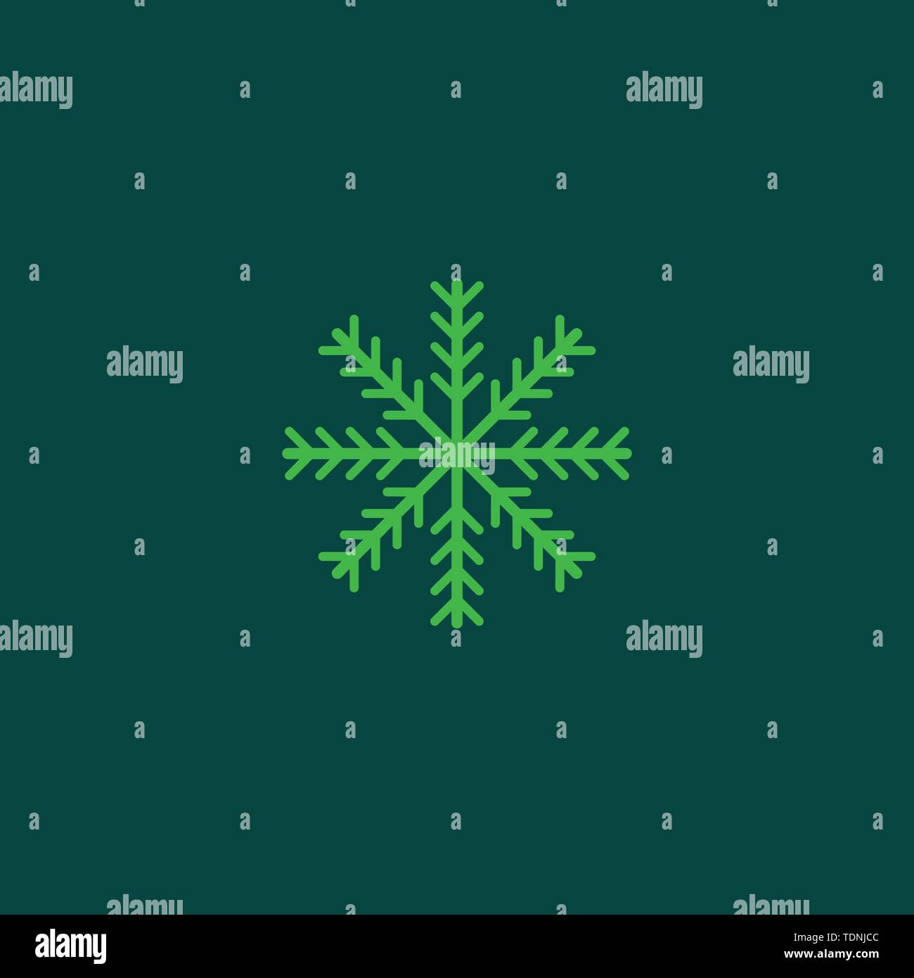 Grüne Schneeflocke Flachbild-Symbol. Schnee Piktogramm. Winter Symbol. Vector Illustration, EPS 10. Stock Vektor