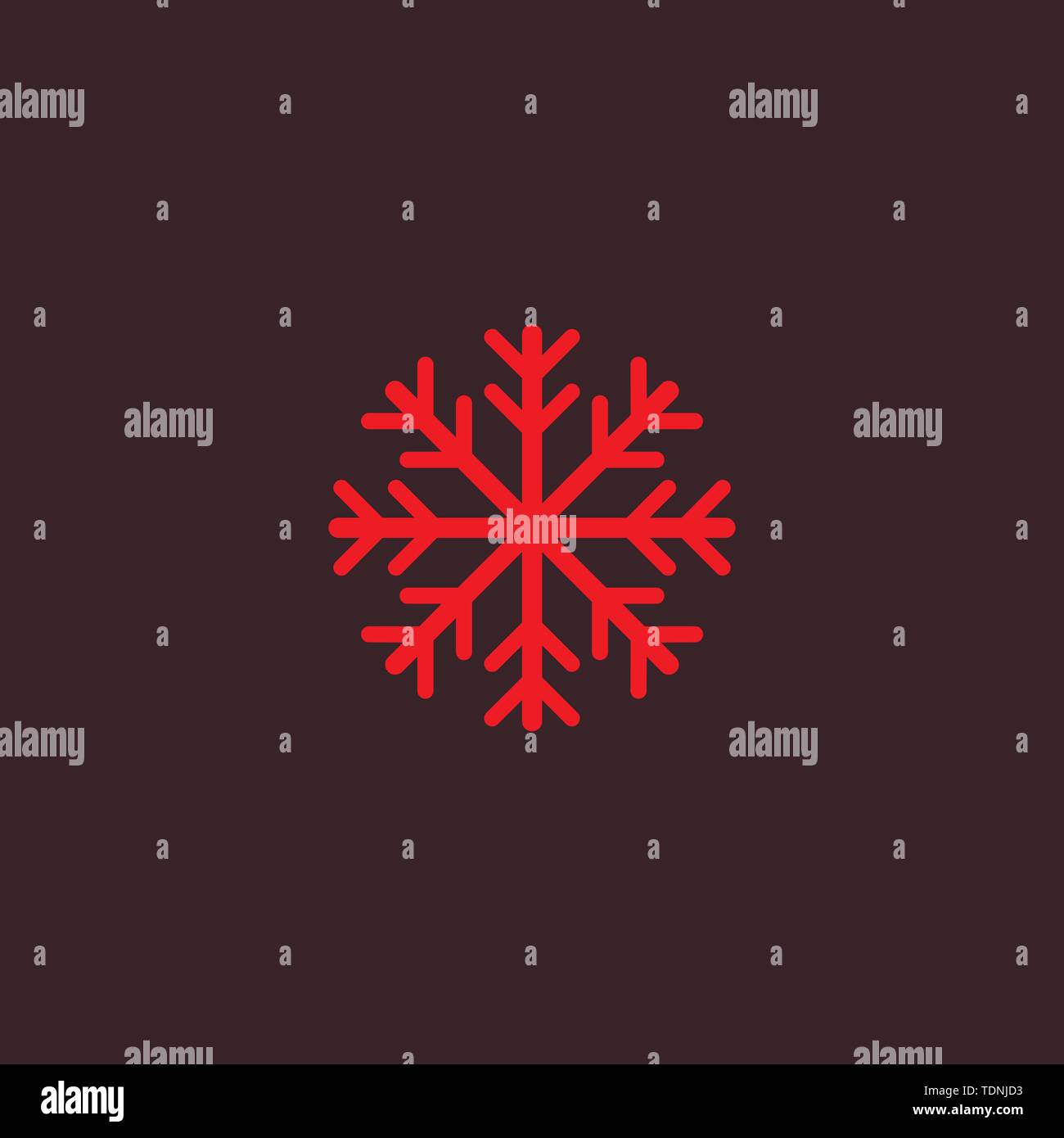 Rot Schneeflocke Flachbild-Symbol. Schnee Piktogramm. Winter Symbol. Vector Illustration, EPS 10. Stock Vektor