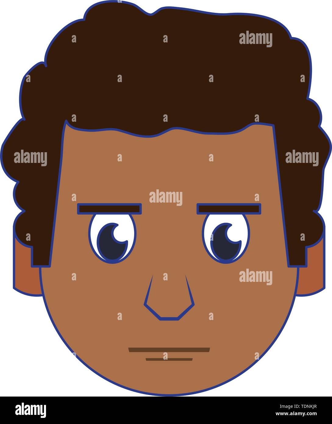 Mann Gesicht Kopf Charakter cartoon blaue Linien Stock Vektor