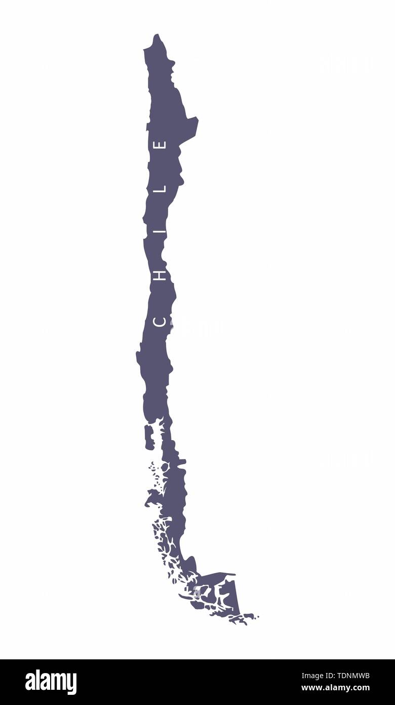 Chile silhouette Karte auf weißem Hintergrund Stock Vektor