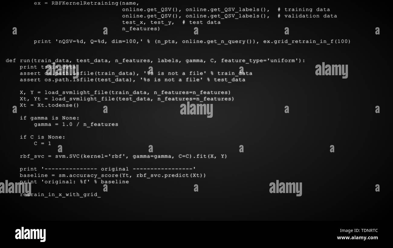 3D-Hacking code data flow Stream auf Schwarz. Bildschirm mit der Eingabe Codierung Symbole Stockfoto