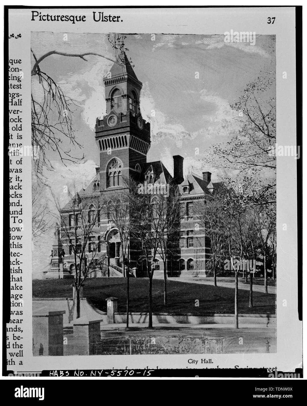 Fotokopie des Rathaus mit seiner ursprünglichen äußeren Funktionen, von malerischen Ulster, veröffentlicht 1896 - Kingston Rathaus, 408 Broadway, in Kingston, Ulster County, NY Stockfoto