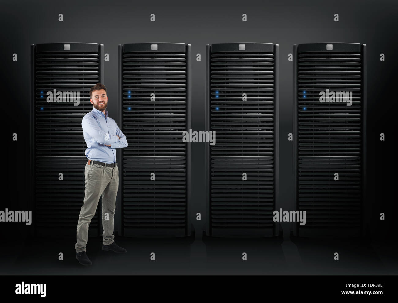 System Engineer eine Datenbank Server zu unterstützen. Stockfoto