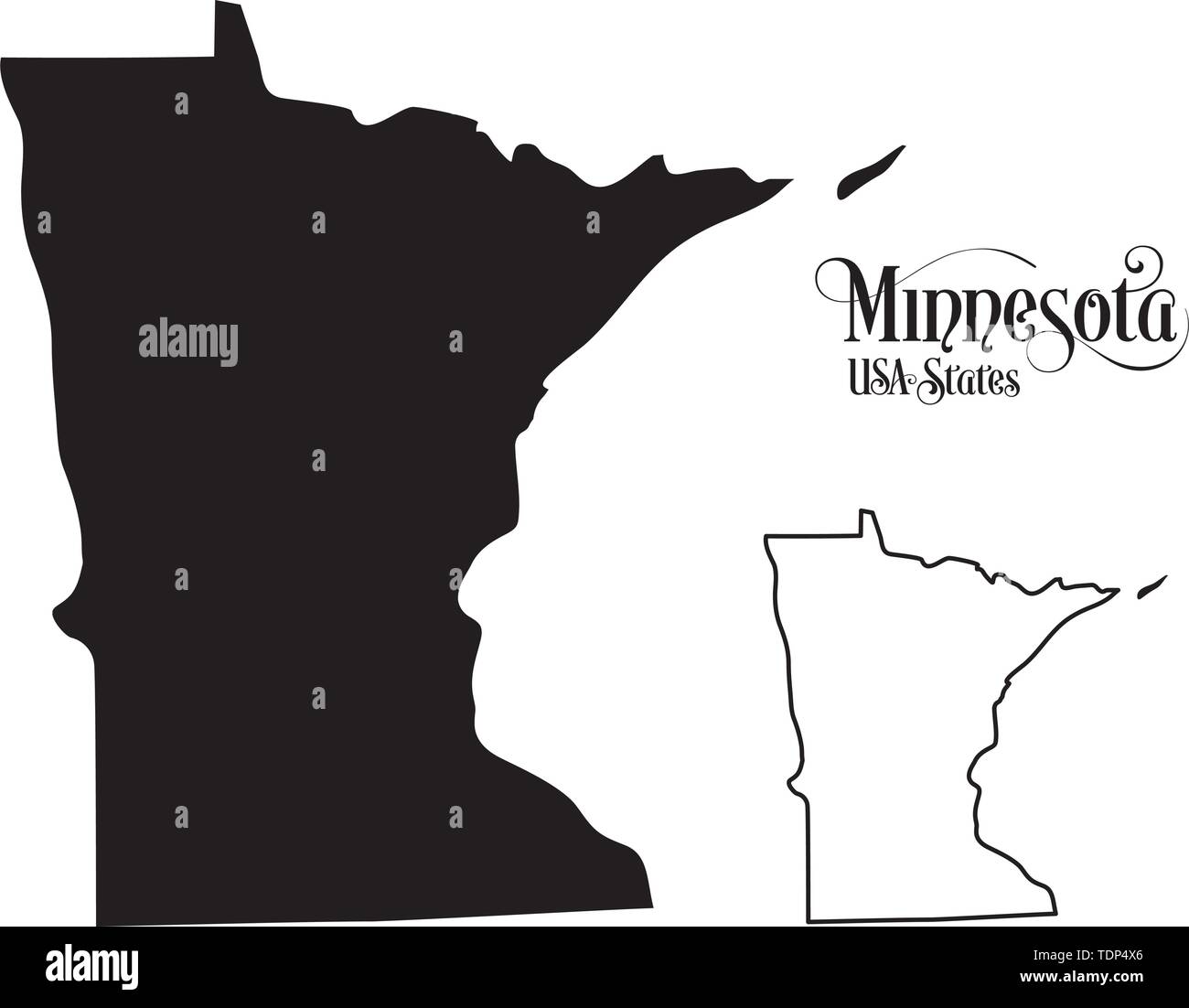 Karte der Vereinigten Staaten von Amerika (USA) Zustand von Minnesota - Abbildung auf weißem Hintergrund. Stock Vektor