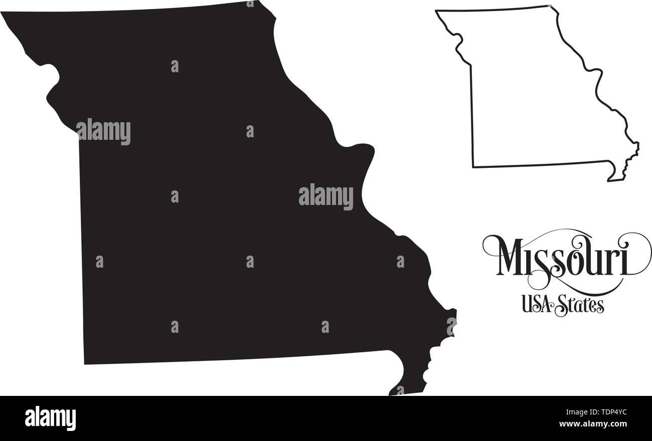 Karte der Vereinigten Staaten von Amerika (USA) Zustand von Missouri - Abbildung auf weißem Hintergrund. Stock Vektor