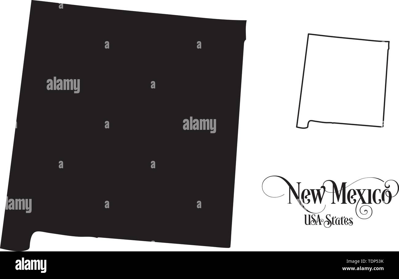 Karte der Vereinigten Staaten von Amerika (USA) New Mexico - Abbildung auf weißem Hintergrund. Stock Vektor