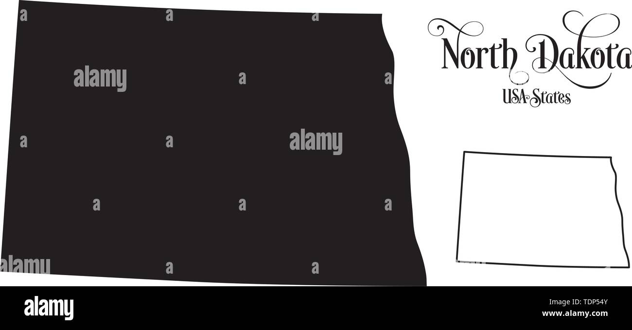 Karte der Vereinigten Staaten von Amerika (USA) Zustand von North Dakota - Abbildung auf weißem Hintergrund. Stock Vektor