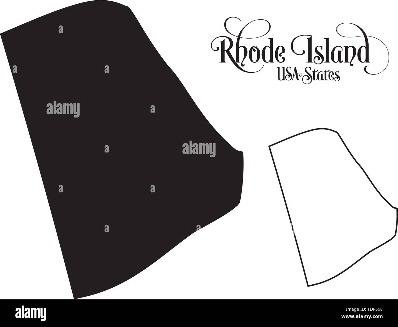 Karte der Vereinigten Staaten von Amerika (USA) Rhode Island - Abbildung auf weißem Hintergrund. Stock Vektor