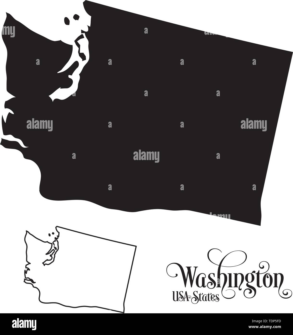 Karte der Vereinigten Staaten von Amerika (USA) Washington - Abbildung auf weißem Hintergrund. Stock Vektor