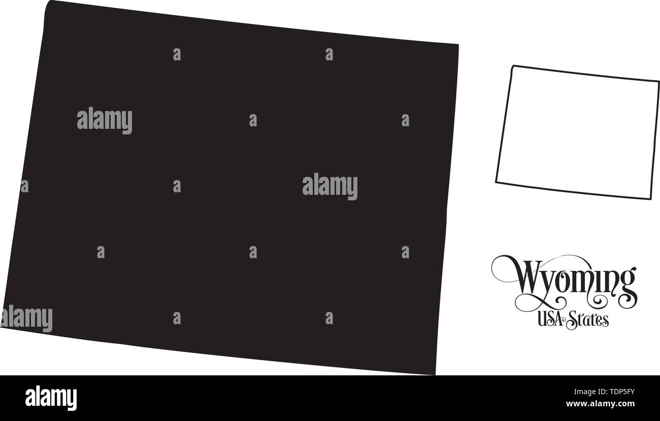 Karte der Vereinigten Staaten von Amerika (USA) Zustand von Wyoming - Abbildung auf weißen Hintergrund. Stock Vektor