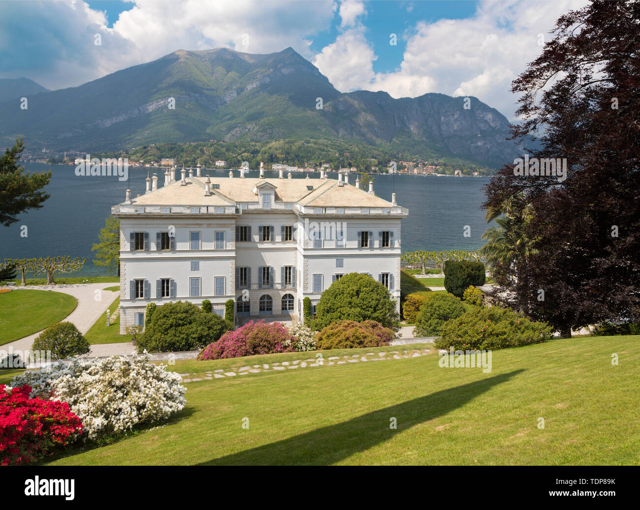 BELAGGIO, Italien, 10. Mai 2015: Die Villa Melzi am Ufer des Comer See und die Gärten. Stockfoto