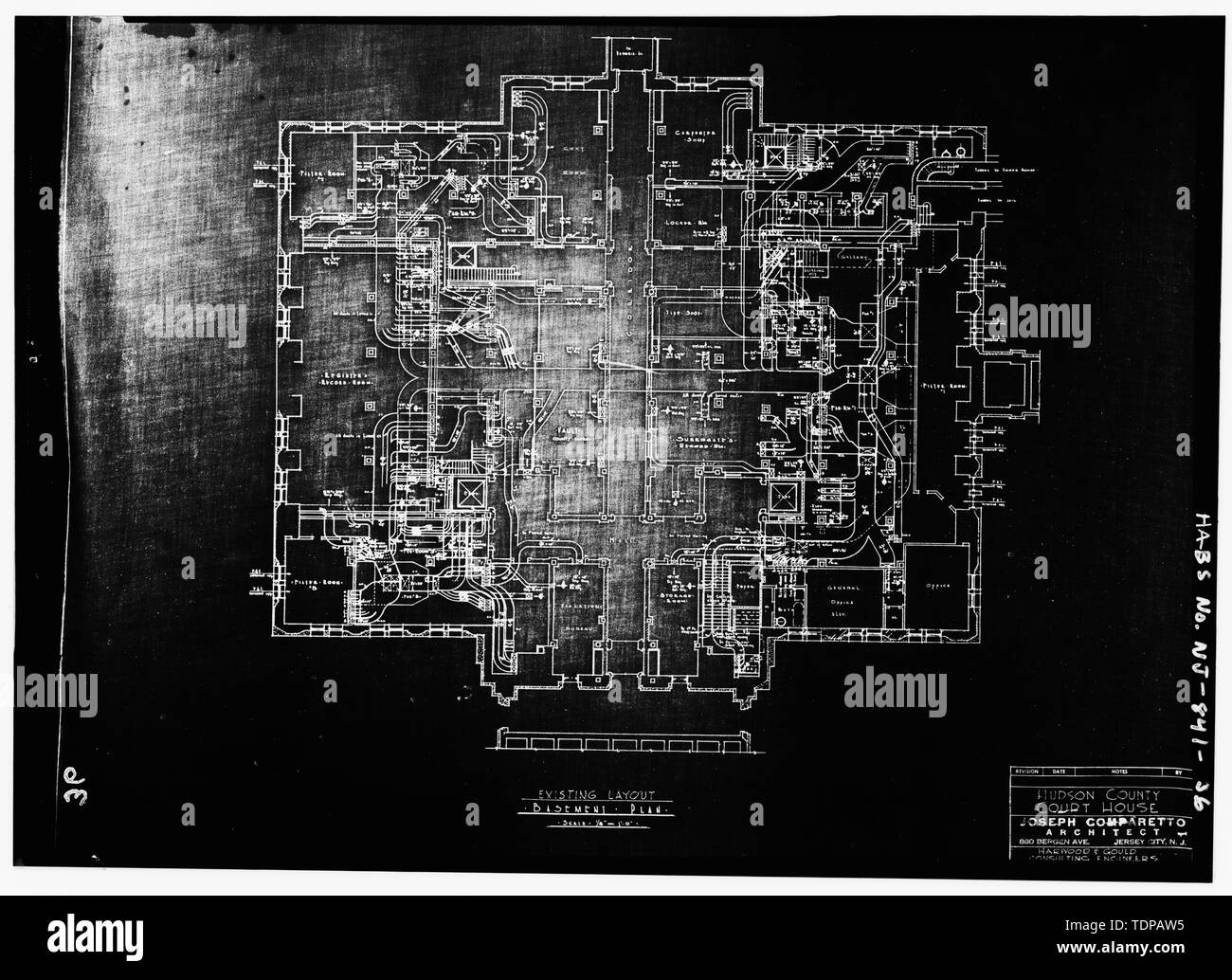 Kopie der Zeichnung (Ort der ursprünglichen unbekannt) Joseph Comparetto, Delineator, Datum unbekannt KELLER PLAN - Hudson County Courthouse, 583 Avenue Newark, Jersey City, Hudson County, New Jersey Stockfoto