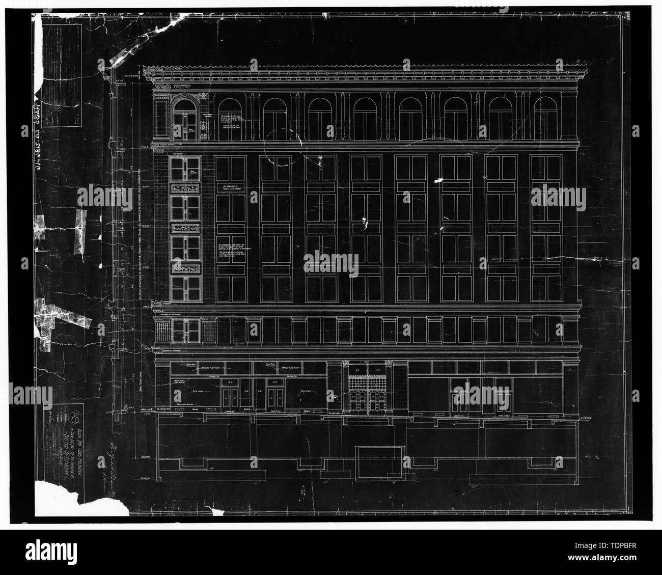 Kopie der Zeichnung (Ort der ursprünglichen unbekannt) MacDonald und Applegarth, Architekten, April 1912 Sutter Street ELEVATION - Holbrook Gebäude, 58 Sutter Street, San Francisco, San Francisco County, CA Stockfoto