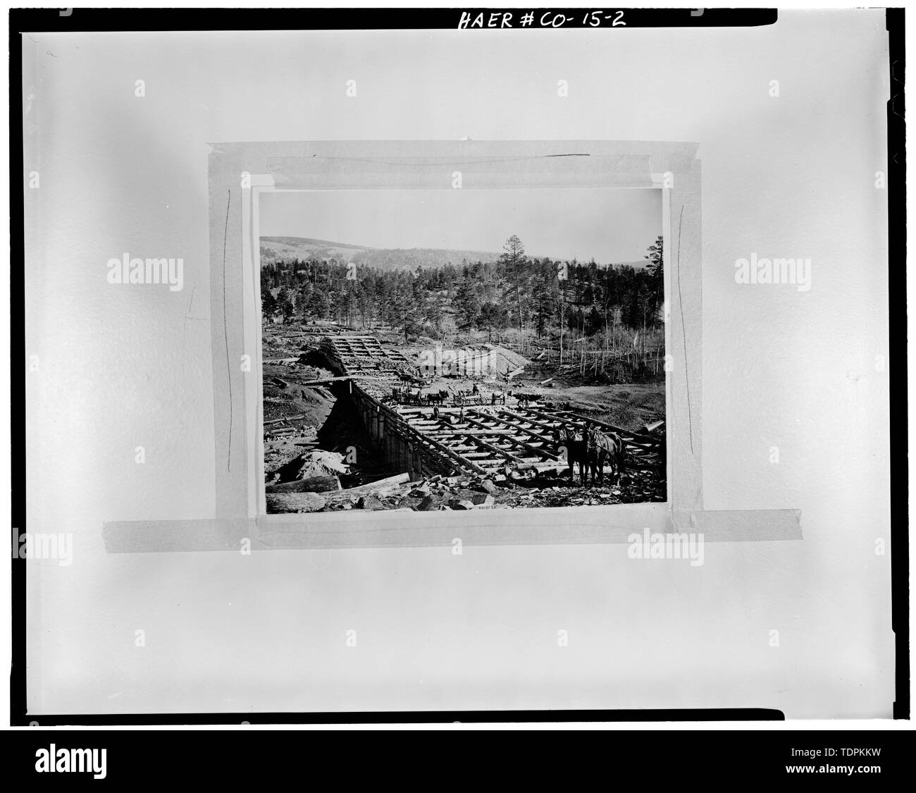 -1903 (2 1-4 X 2 1-4 "negativen) während der Bauzeit - Terminal Dam, Tacoma, La Plata County, CO Stockfoto