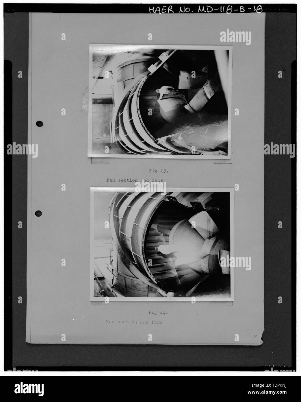 S (original Fotos in der Sammlung von Naval Surface Warfare Center Carderock Division, Bethesda, MD) GEBLÄSE UND LÜFTER, 1946, LÜFTER UND GEBLÄSE, 1946 - Naval Surface Warfare Center, Transsonischen Windkanal Gebäude, begrenzt von Clara Barton Parkway und McArthur Boulevard, Silver Spring, Montgomery County, MD; US-Navy: R. Christopher Goodwin und Associates, Incorporated, Auftragnehmer; Melhuish, Geoffrey Eden, Projektleiter; Kluge, Harriet, Fotograf Stockfoto