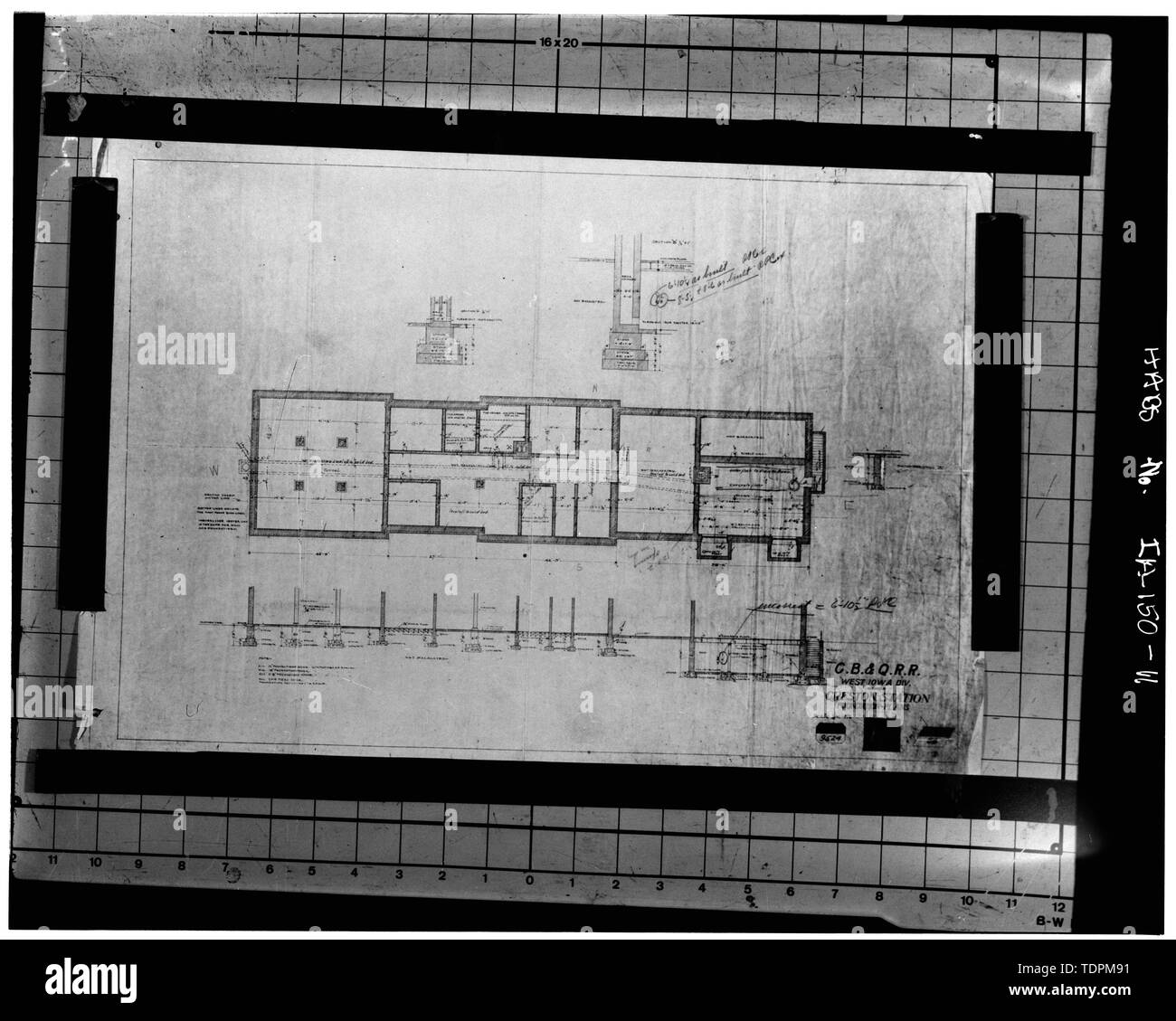 Fotokopie, Plan-Chicago, Burlington und Quincy Railroad, West Iowa Abteilung, Creston, 116 West Adams, Creston, Union County, IA Stockfoto
