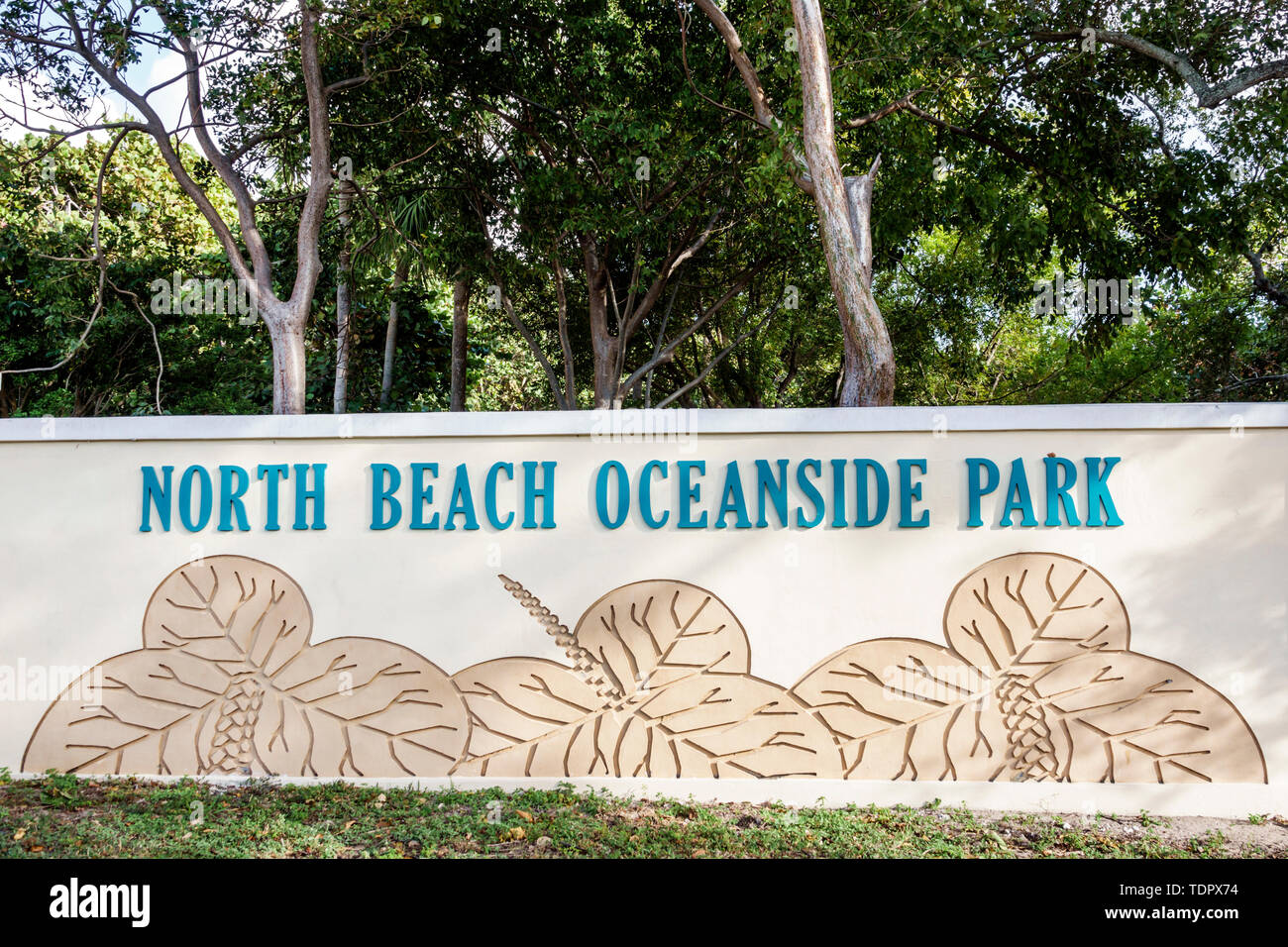 Miami Beach Florida, North Beach, North Shore Open Space Park Oceanside, Schild, Eingang, FL190104029 Stockfoto