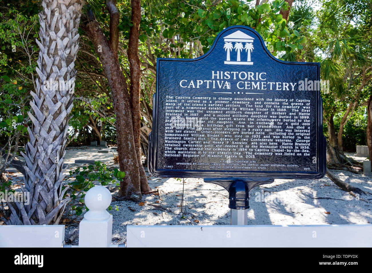 Captiva Island Florida, historischer Captiva Friedhof, historische Markierung, Informationen, FL190507104 Stockfoto