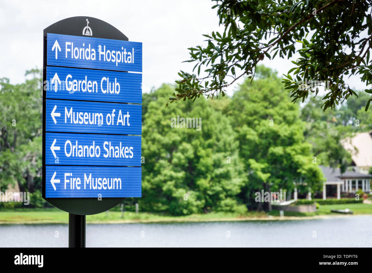 Orlando Florida, Loch Haven Park, Lake Estelle, Wegweiser, FL190511009 Stockfoto