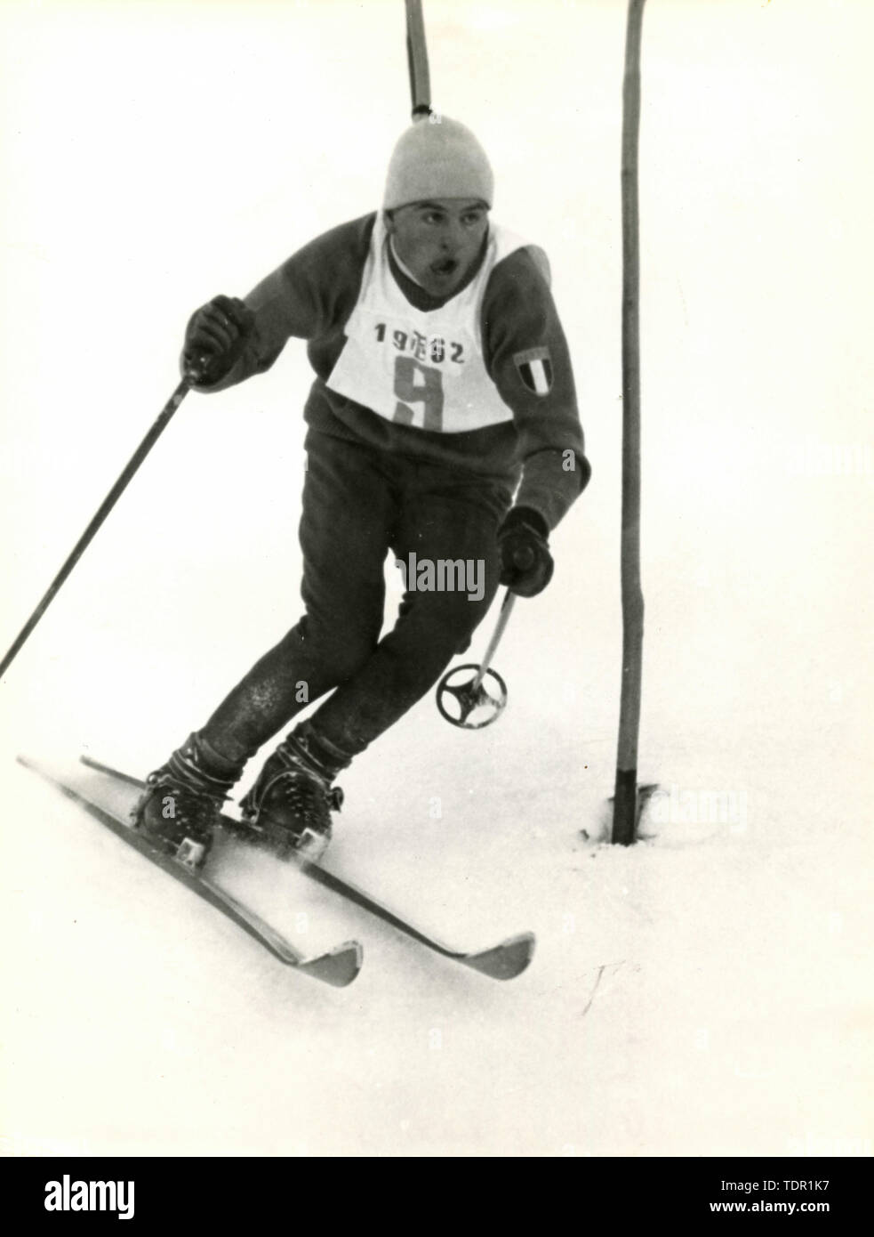 Italienische Skifahrer Felice De Nicolo, 1962 Stockfoto