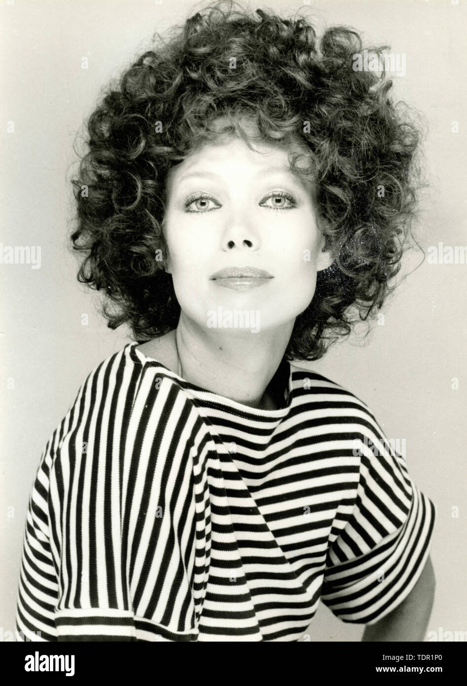 Die deutsche Schauspielerin Solvi Stubing, Friseursalons Stil, Italien 1980 s Stockfoto